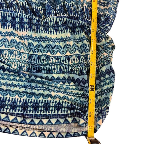 BODEN Womens Small Short Sleeve Blue White Aztec Tunic Cinched Waist Boho Spring - Picture 4 of 9